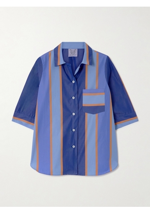 Thierry Colson - Zouk Striped Cotton-poplin Shirt - Blue - x small,small,medium,large,x large