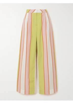 Thierry Colson - Loulou Striped Cotton-poplin Straight-leg Pants - Pink - x small,small,medium,large,x large