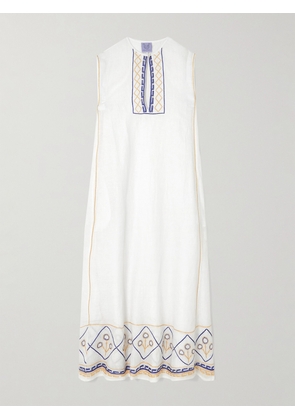Thierry Colson - Apolonia Embroidered Linen Kaftan - White - x small,small,medium,large,x large