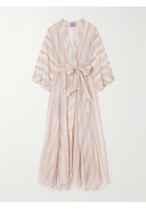 Thierry Colson - Almudena Striped Cotton And Silk-blend Voile Maxi Dress - Pink - x small,small,medium,large,x large