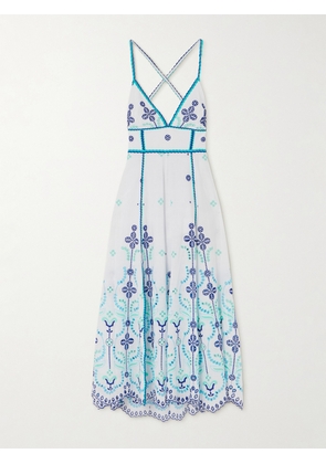 Charo Ruiz - Open-back Broderie Anglaise Cotton-blend Maxi Dress - Blue - x small,small,medium,large,x large