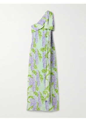BERNADETTE - Gala One-shoulder Draped Floral-print Crepe Maxi Dress - Green - FR34,FR36,FR38,FR40,FR42,FR44,FR46