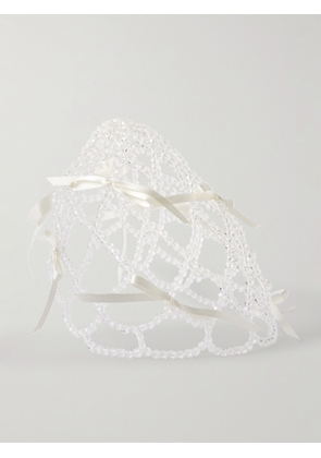Simone Rocha - Bow-embellished Beaded Headpiece - Cream - One size