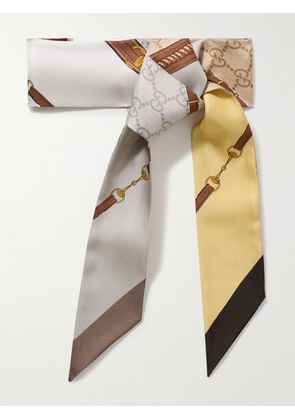 Gucci - Printed Silk-jacquard Scarf - Neutrals - One size