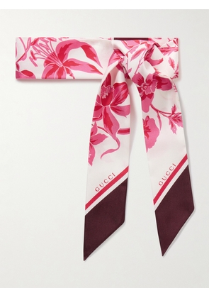 Gucci - Floral-print Silk-jacquard Scarf - Pink - One size
