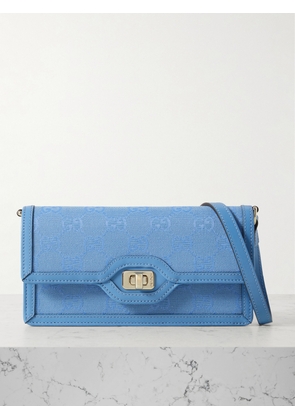 Gucci - Luce Leather-trimmed Matelassé Canvas-jacquard Shoulder Bag - Blue - One size