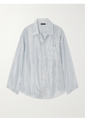 Balenciaga - Oversized Striped Crinkled-satin Shirt - White - FR34,FR36,FR38
