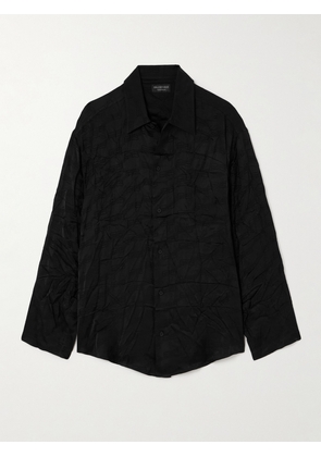 Balenciaga - Embroidered Crinkled-satin Shirt - Black - FR34,FR36