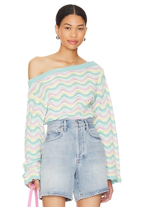 MAJORELLE Launa Striped Sweater in Baby Blue. Size XS.