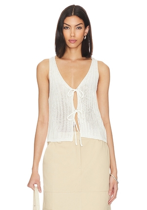 MORE TO COME Anaya Tie Front Top in Cream. Size M, XS.