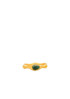 Missoma Green Malachite Organic Shape Ring in Metallic Gold. Size 8.