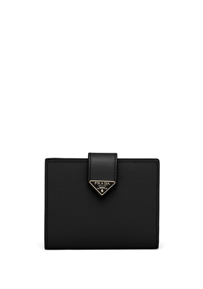 Prada small logo-plaque Saffiano leather wallet - Black