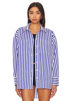 PISTOLA Rena Button Down Tunic Shirt in Blue. Size S, XS.