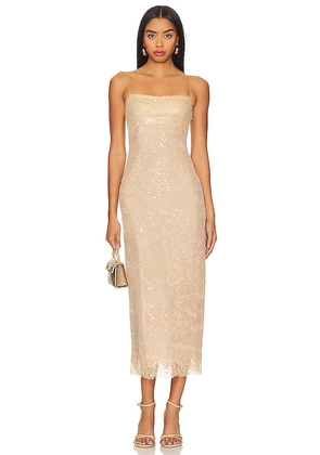 SIMKHAI Valentina Slip Dress in Beige. Size 12, 8.