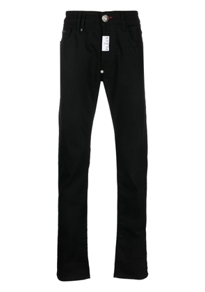 Philipp Plein embroidered-logo straight-leg jeans - Black