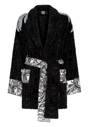 Philipp Plein Silver Eagle short bathrobe - Black