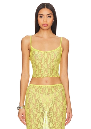 Lovers and Friends Lia Sheer Tank Top in Yellow. Size M, S, XL.