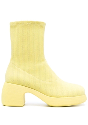 Camper ribbed-knit ankle 70mm boots - Yellow