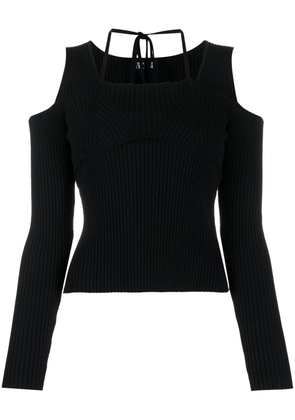 Versace Jeans Couture open-shoulder ribbed jumper - Black