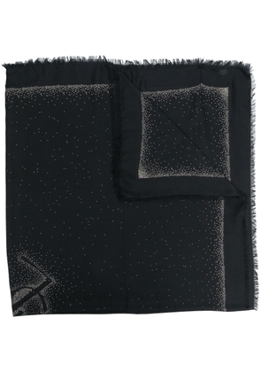 Saint Laurent embroidered raw-edge scarf - Black