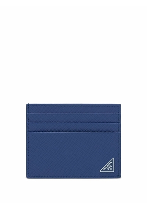 Prada triangle-logo leather cardholder - Blue