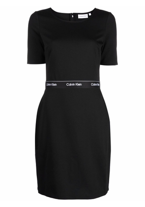 Calvin Klein logo-waistband bodycon dress - Black