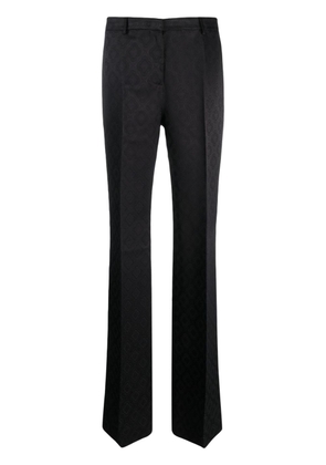 ETRO floral-jacquard flared satin trousers - Black