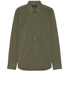 Theory Sylvain Shirt in Olive. Size S, XL/1X.