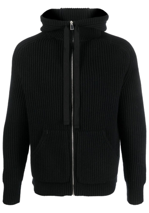 There Was One zip-up ribbed-knit hoodie - Black