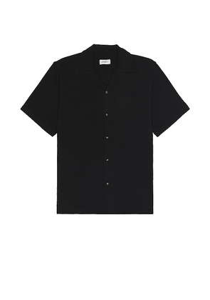 SATURDAYS NYC Canty Boucle Knit Short Sleeve Shirt in Black. Size S.