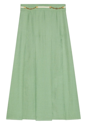 Gucci Double G chain pleated A-line skirt - Green