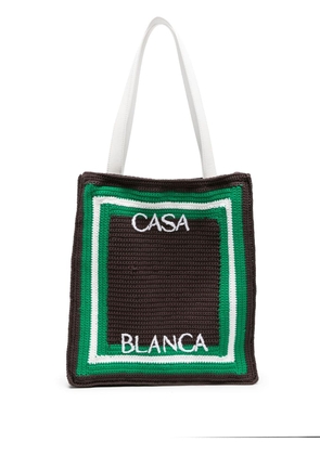 Casablanca logo-embroidered crochet tote bag - Brown