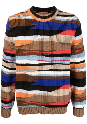 Missoni abstract-pattern ribbed-knit jumper - Brown