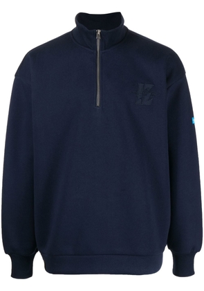 izzue embroidered-logo half-zip sweatshirt - Blue
