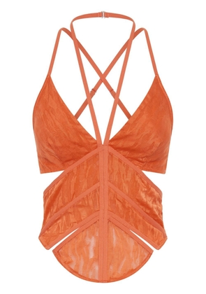 Dion Lee camouflage lace-panelled corset top - Orange