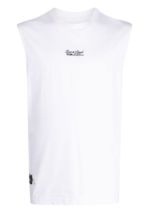 izzue slogan-embroidered cotton tank top - White