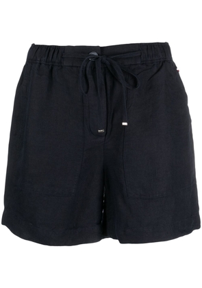Tommy Hilfiger logo-plaque linen drawstring shorts - Blue