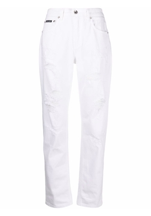 Dolce & Gabbana distressed boyfriend jeans - White