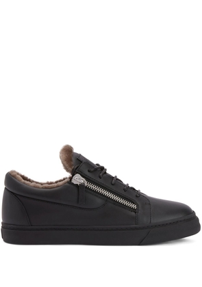 Giuseppe Zanotti shearling-trimmed leather sneakers - Black