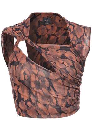 PINKO abstract-print cut-out top - Orange
