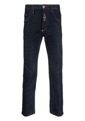 Philipp Plein skull-embroidered skinny jeans - Blue