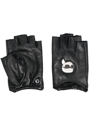 Karl Lagerfeld Ikonik leather fingerless gloves - Black