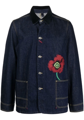 Kenzo embroidered-flower detail denim jacket - Blue