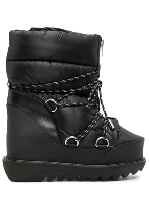 sacai quilted lace-up ankle boots - Black