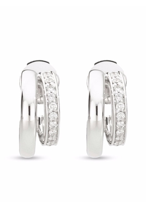 Pomellato 18kt white gold Iconica diamond double band earrings - Silver