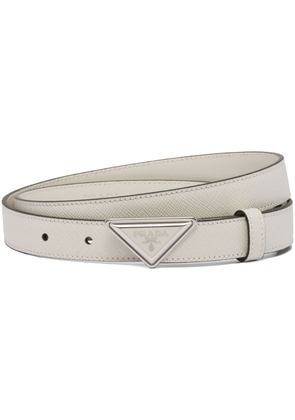 Prada logo-buckle Saffiano leather belt - White