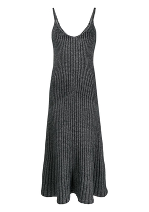 N.Peal lurex-knit detail midi dress - Black