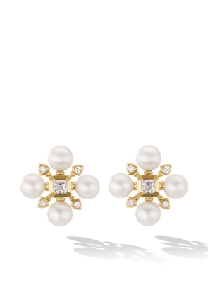 David Yurman 18kt yellow gold Renaissance pearl and diamond stud earrings