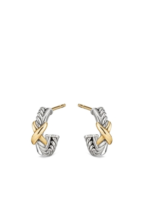 David Yurman 18kt yellow gold cable X mini hoop earrings
