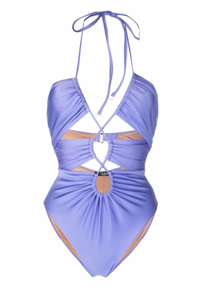 Noire Swimwear gathered cut-out swimsuit - Purple